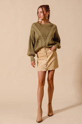 Scallop Buttoned Front Corduroy Mini Skirt So Me